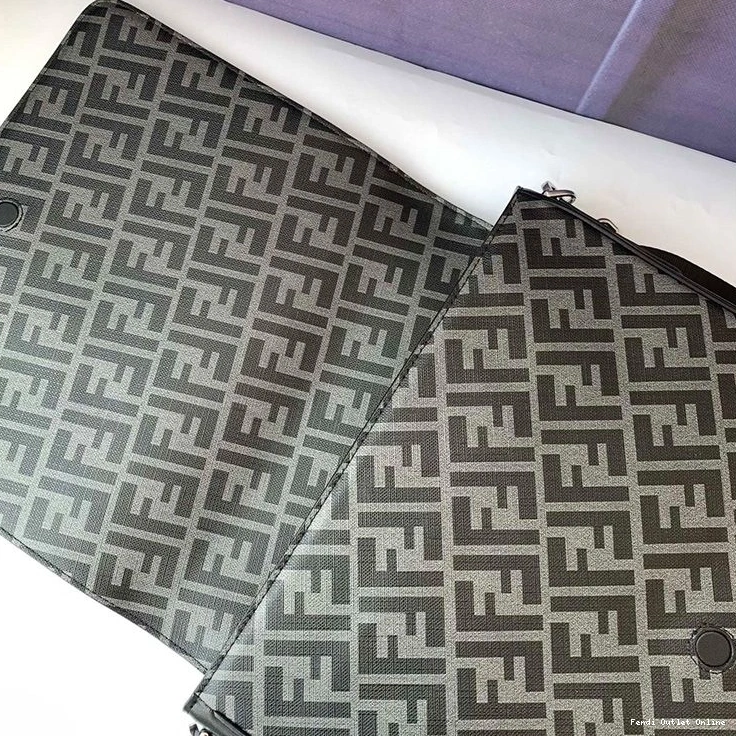 Affordable Motif Messenger FF In Large Bag Black Fabric Fendi 0801
